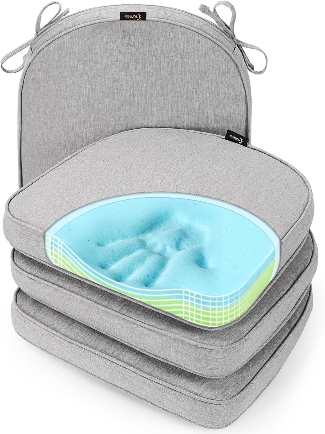 Gel Memory Foam Chair Cushions, Fadeshield Water-, Stain-Resistant Durable Rever