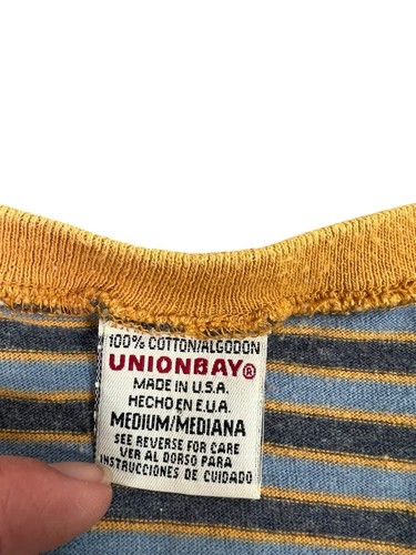 Vintage Y2k 90's UnionBay Striped Shirt Tee Long Sleeve Crop Large Women Grunge - Picture 8 of 10