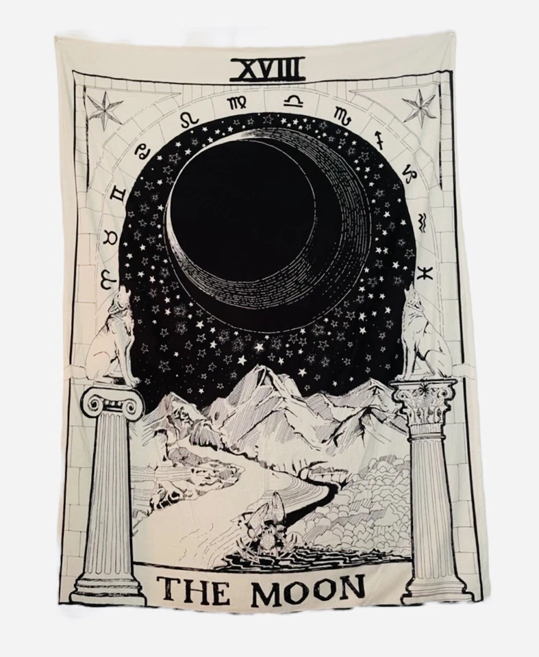 Tapiz Tarot Luna Urban Outfitters Zodiaco Celestial Grande 56x72 Algodón Boho UO Foto 2 de 4