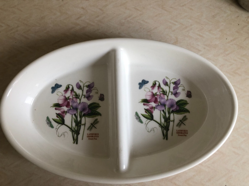 PORTMERION Split serving dish. Botanical Garden, Sweet peas