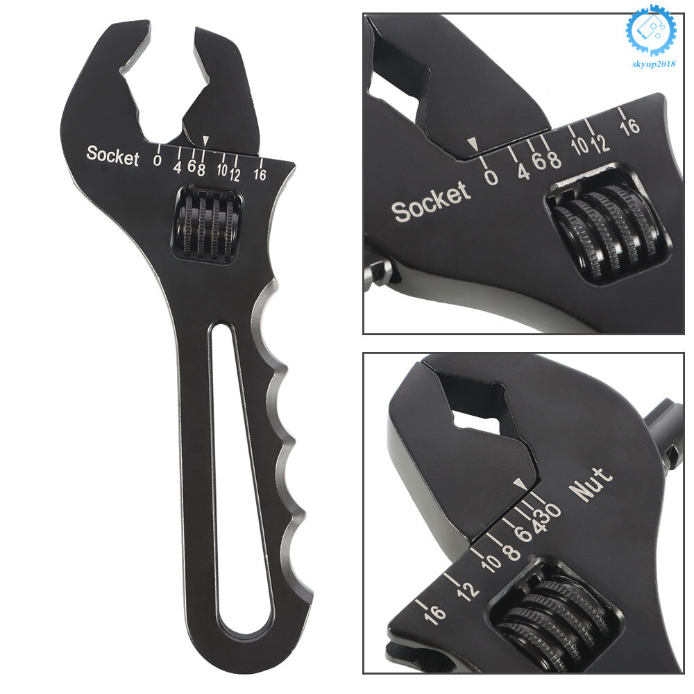 Black Adjustable Wrench Aluminum Tool Spanner for Hose End Fitting