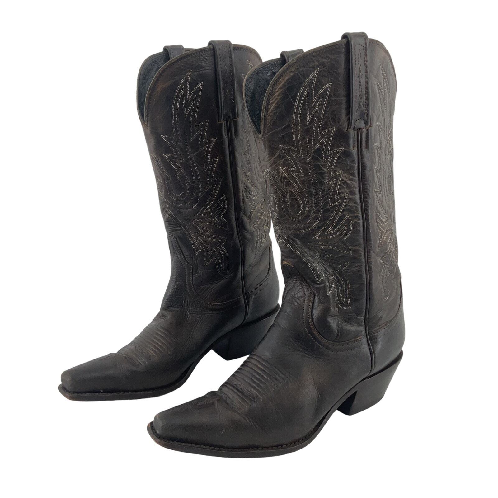 Charlie 1 Horse Dark Brown Leather Western Boots Cuba… Gem