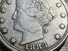 1883 Liberty "V" Nickel Error Struck Thru Lamination XF Condition SKU# 35043 — photo 1
