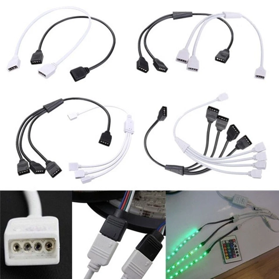 4/5 PIN LED STRIP 1/2/3/4 WAY SPLITTER CABLE MALE ADAPTER 3528 5050 5630 RGB/W - Image 3 of 4