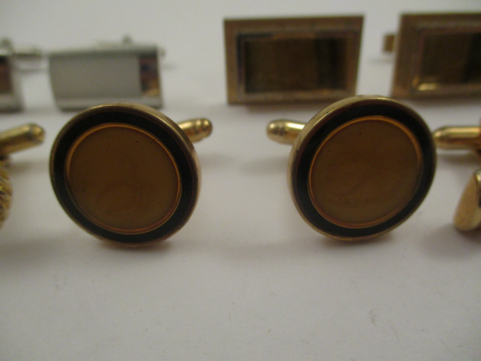 Lot 5 Pairs Vintage Mens Cufflinks Silver Gold To… - image 3