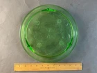 GREEN DEPRESSION GLASS 10" CAKE PLATE JEANETTE DAISY SUNFLOWER FOOTED