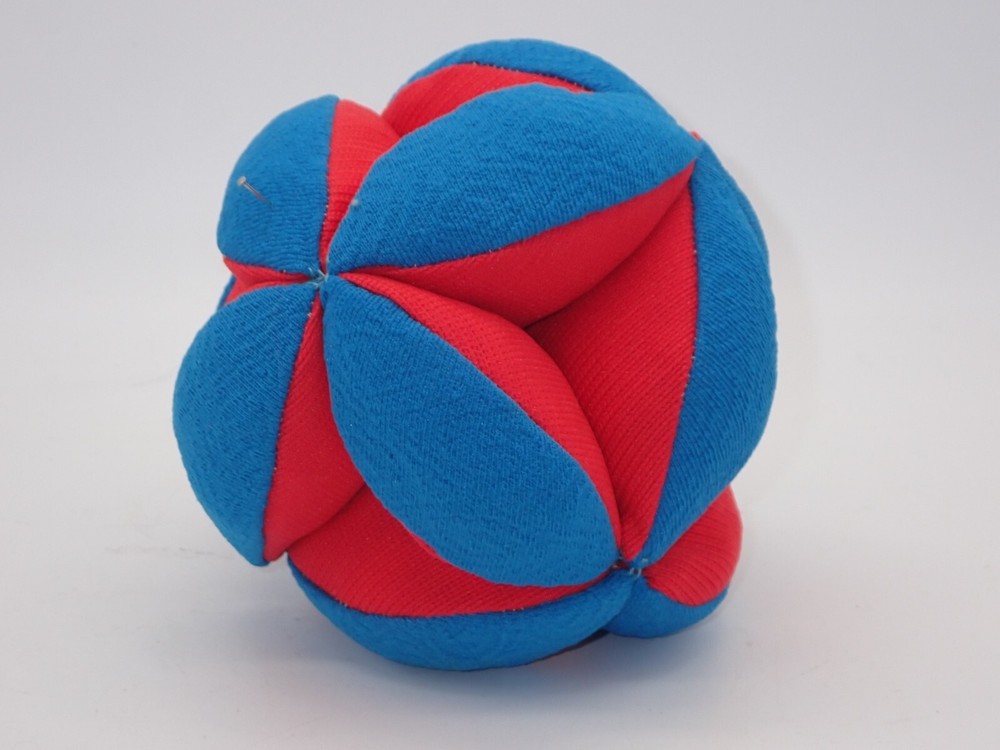 Vintage Amish Puzzle Ball Sewing Pin Cushion Handmade 4.5” Knot Red & Blue