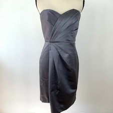 David's Bridal Strapless Satin Evening Dress Women 8 Knee Length Dusky Purple