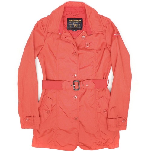 Woolrich Womens Trench Coat L Solid Red 
