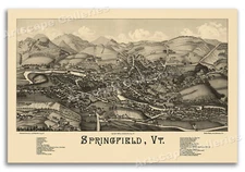 Springfield Vermont 1886 Historic Panoramic Town Map - 20x30