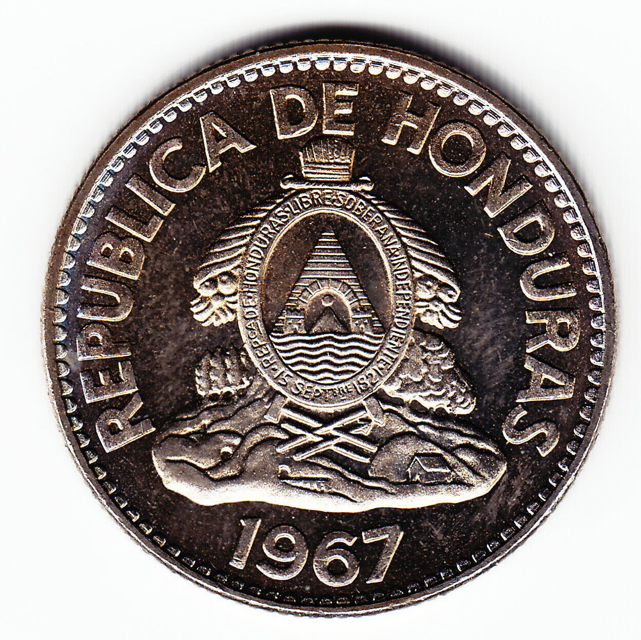 HONDURAS 50 centavos 1967 KM80 Copper-Nickel 1-year type VERY RARE in TOP GRADE!