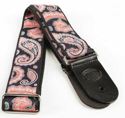 Gaucho Gitarrengurt lila/rot 2'' breit Paisley Design Jacquardgewebe