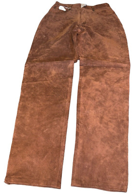 Woman's Leather Pants Brown Petite Lined