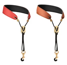 Leather Saxophone Neck Strap For Soprano Tenor Alto Baritone Sax Multi Color