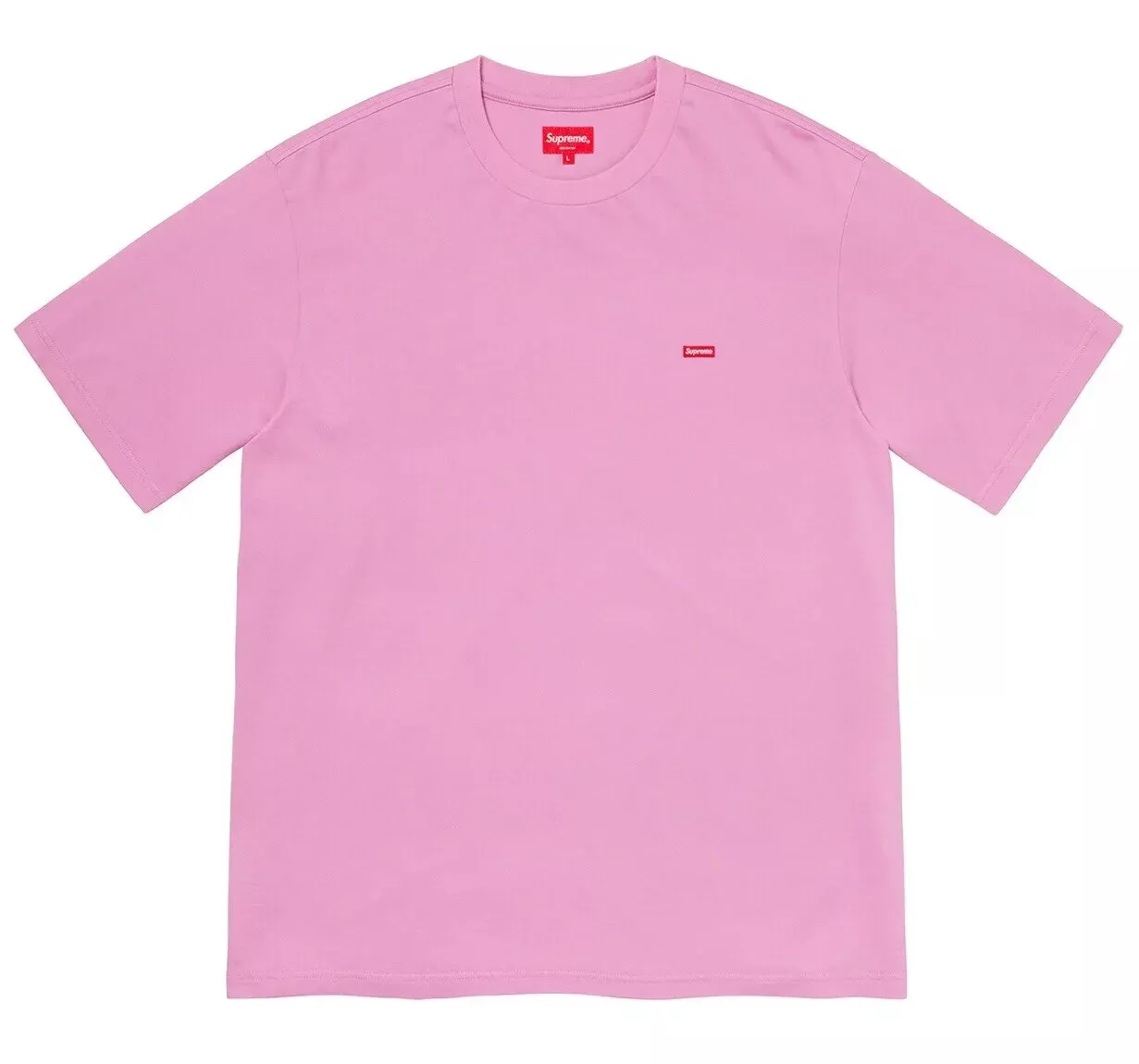 Supreme Petite Boîte Logo T shirt à manches courtes Équipage Cou Coton Rose Clair Large