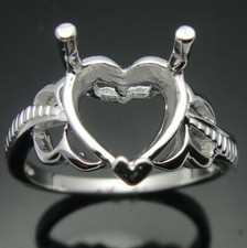 Sterling Silver No Plated 9X10mm Heart Shape Nice Wedding Fine Ring Semi Mount