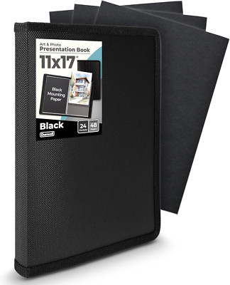 11X17 Art Portfolio Binder, Large Folder for Artwork Storage, 24 Sleeves