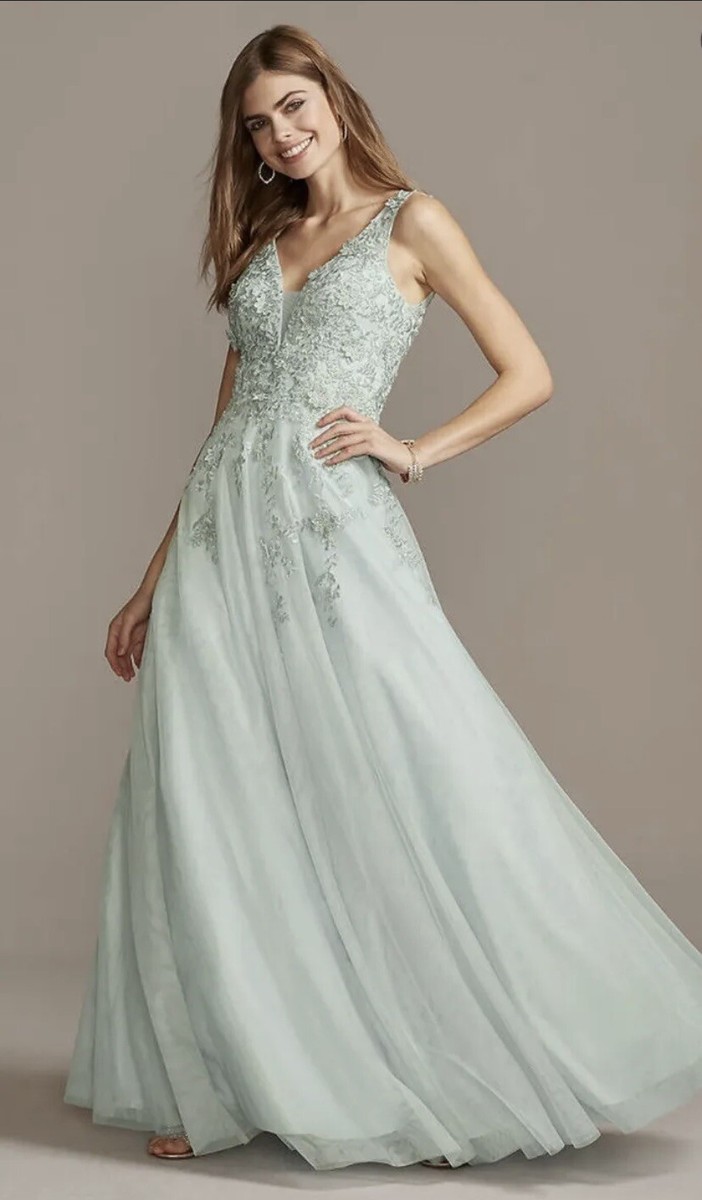 XSCAPE Embroidered Floral Sleeveless Gown Long Formal Dress