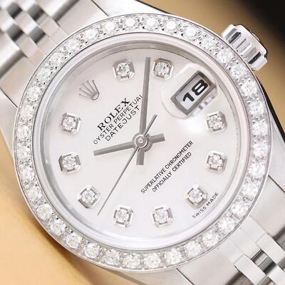 ROLEX LADIES DATEJUST 79174 NO HOLES MOTHER OF PEARL 18K GOLD SS