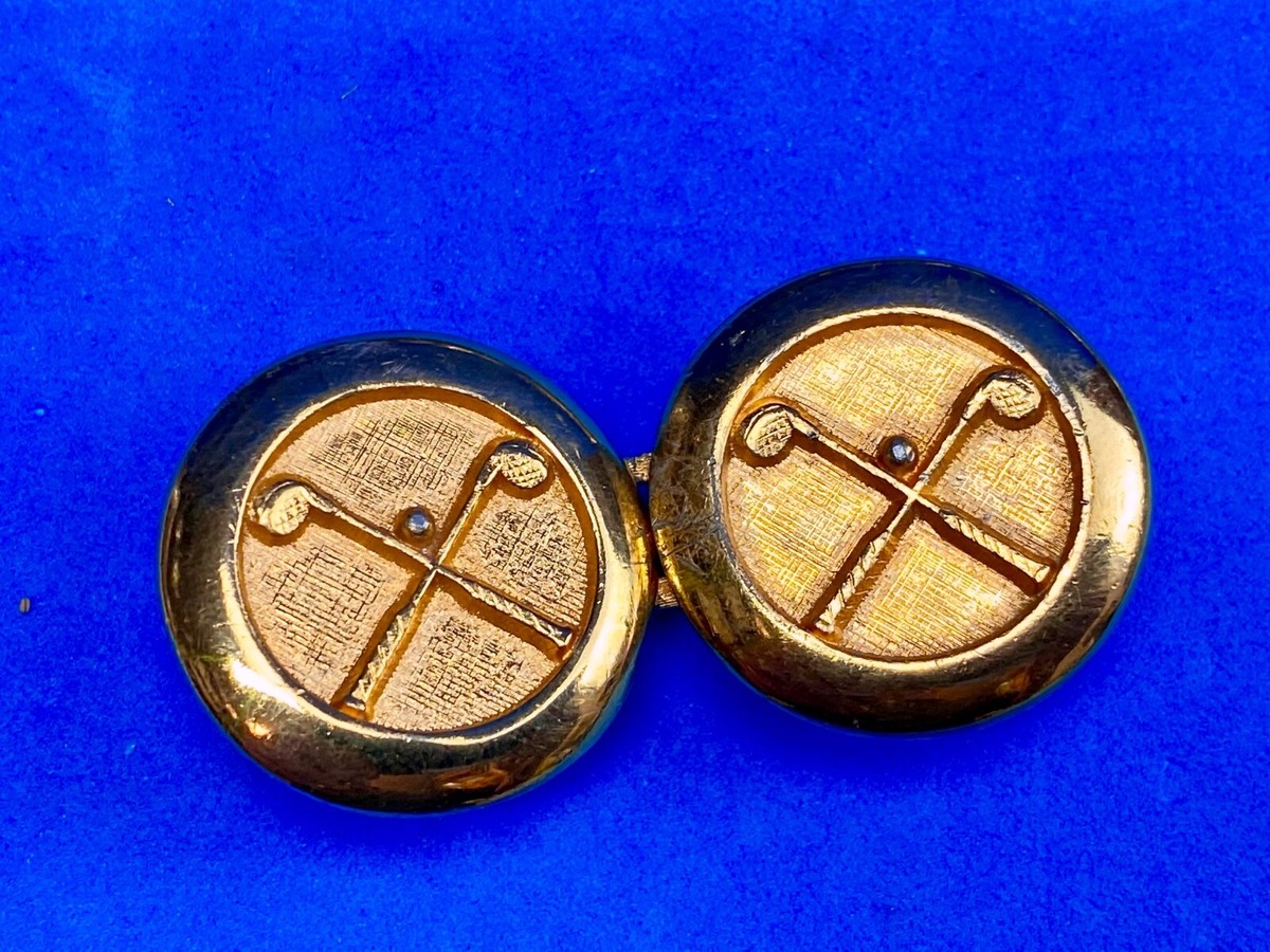 Dotty Smith Crossed Golf Clubs And Ball Vintage Gold Tone 