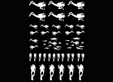 Scuba Divers 38 pcs 1 Inch White Fused Glass Decals