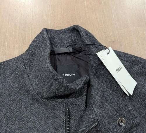 $725 Mens Theory Wool "Clarence" Herringbone Coat Pestle Melange XL - Picture 2 of 8