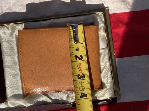 Vintage WALES Billfold Brown Pigskin Leather Wallet Cuff Links Set DisplayCards - 第 12/13 張圖片