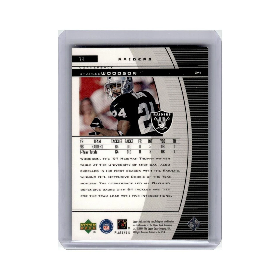 Charlie Woodson 1999 Upper Deck Black Diamond #79 Oakland Raiders NM - Image 2 of 3