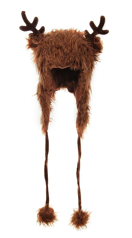 Adult Holiday Christmas Reindeer Hoodie Costume Laplander Hat with Ears Antlers - Image 2 of 3