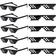 10 Pack Unisex Thug Life Party Sunglasses 8 Bits Style Pixel Mosaic Glasses