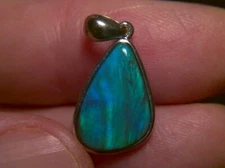 Natural Solid Lightning Ridge opal sterling silver pendant S925 *see video*