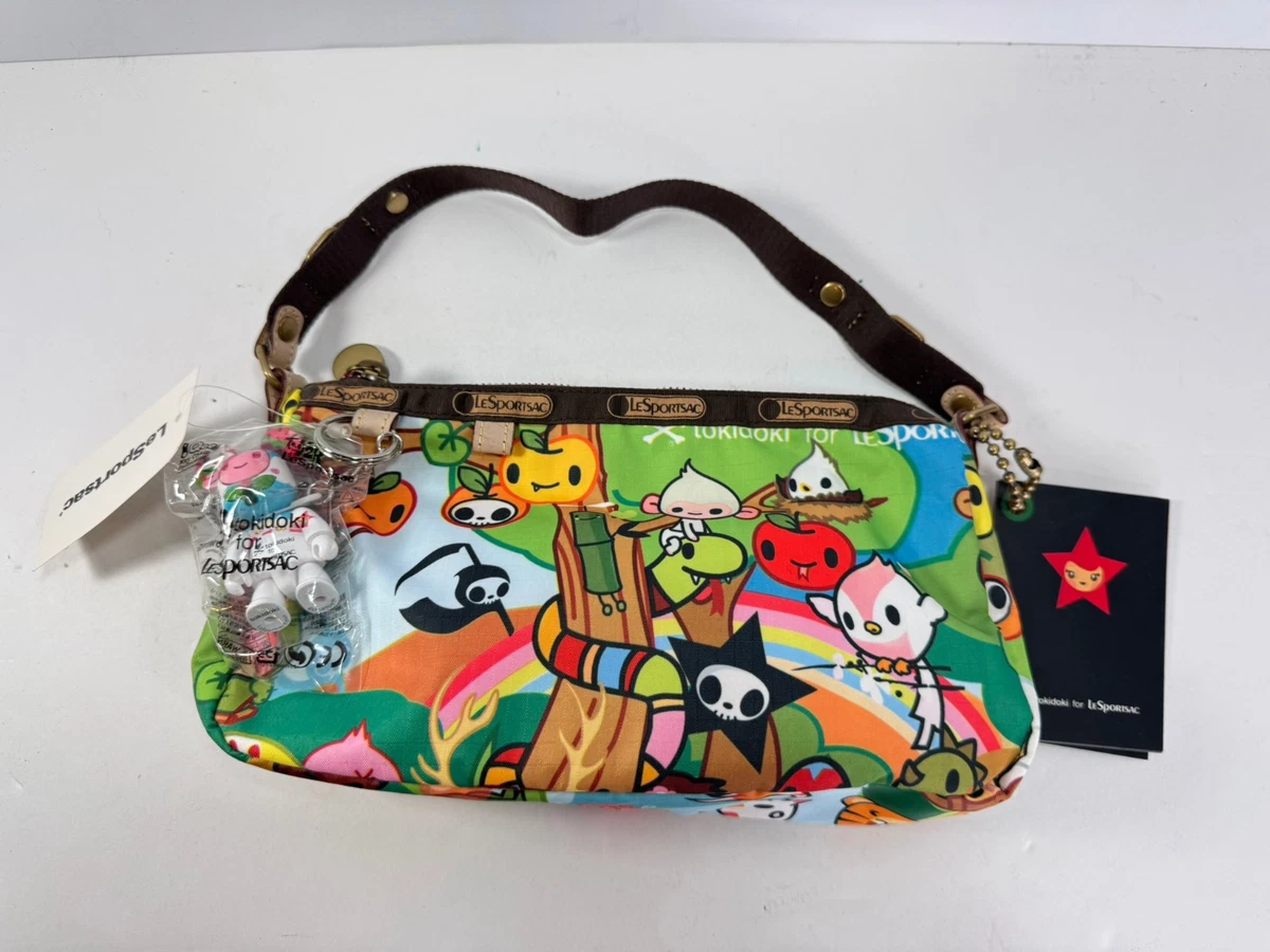 Tokidoki x LeSportsac Shoulder Bag | Rare Print with Charm and Tag | Kawaii Y2K Vintage tokidoki for LeSportsac Messenger Bag - Tan pg  main image 2