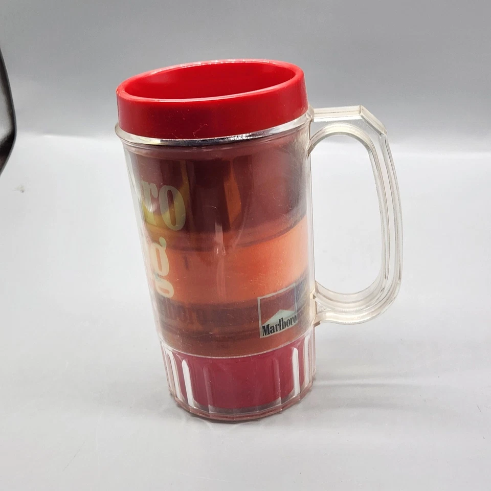 Vintage Marlboro Racing '91 Insulated Mug Red Plastic Handle Promo Tumbler Cup - Image 3 of 4