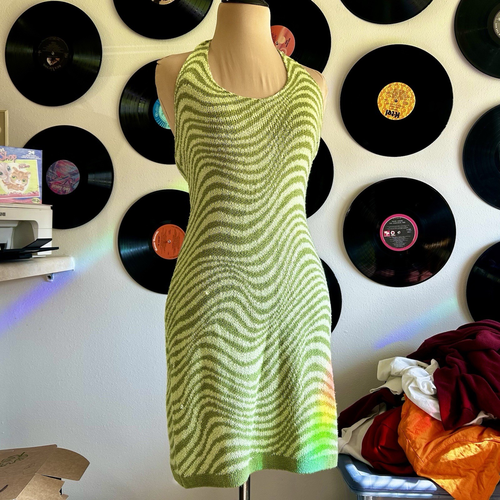 Wavy Green Halter Dress from Brand Divided - Size Medium