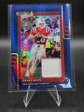 2025 Donruss Optic Drake Maye Donruss Threads Blue Hyper Prizm Patch Patriots