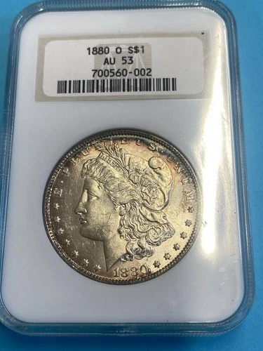 1880 O Morgan Silver Dollar $1 NGC AU53 Old Holder