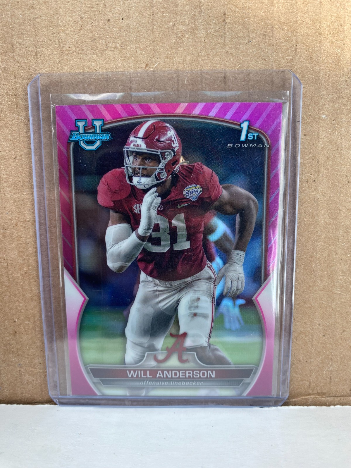 Will Anderson Pink Refractor 2022 Bowman University Chrome 1st #52 RC Texans