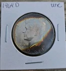 1964 D Kennedy Half Dollar Uncirculated 90% Silver 50c Coin Awesome Toning