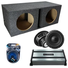 Alpine W10S4 BassLine 10" Car Subwoofer Bundle Dual Sub Box w/ HA-A800.1 Amp