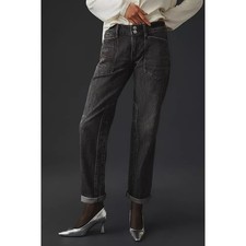 Anthropologie Pilcro The Wanderer Black Wash Jeans Size 31T Mid Rise Straight