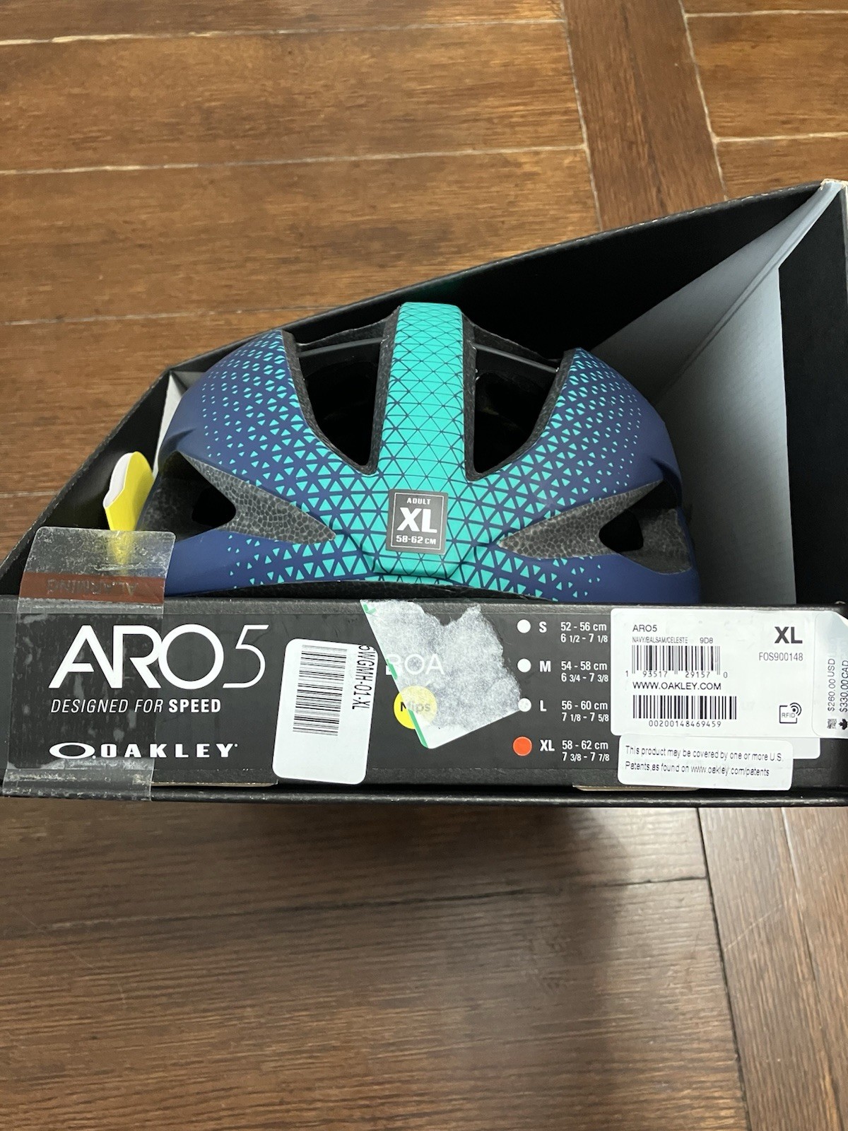 NUEVO CON ETIQUETAS Oakley ARO5 Casco Aero Casco de Ciclismo de Carretera Azul Marino/Bálsamo Celeste XL