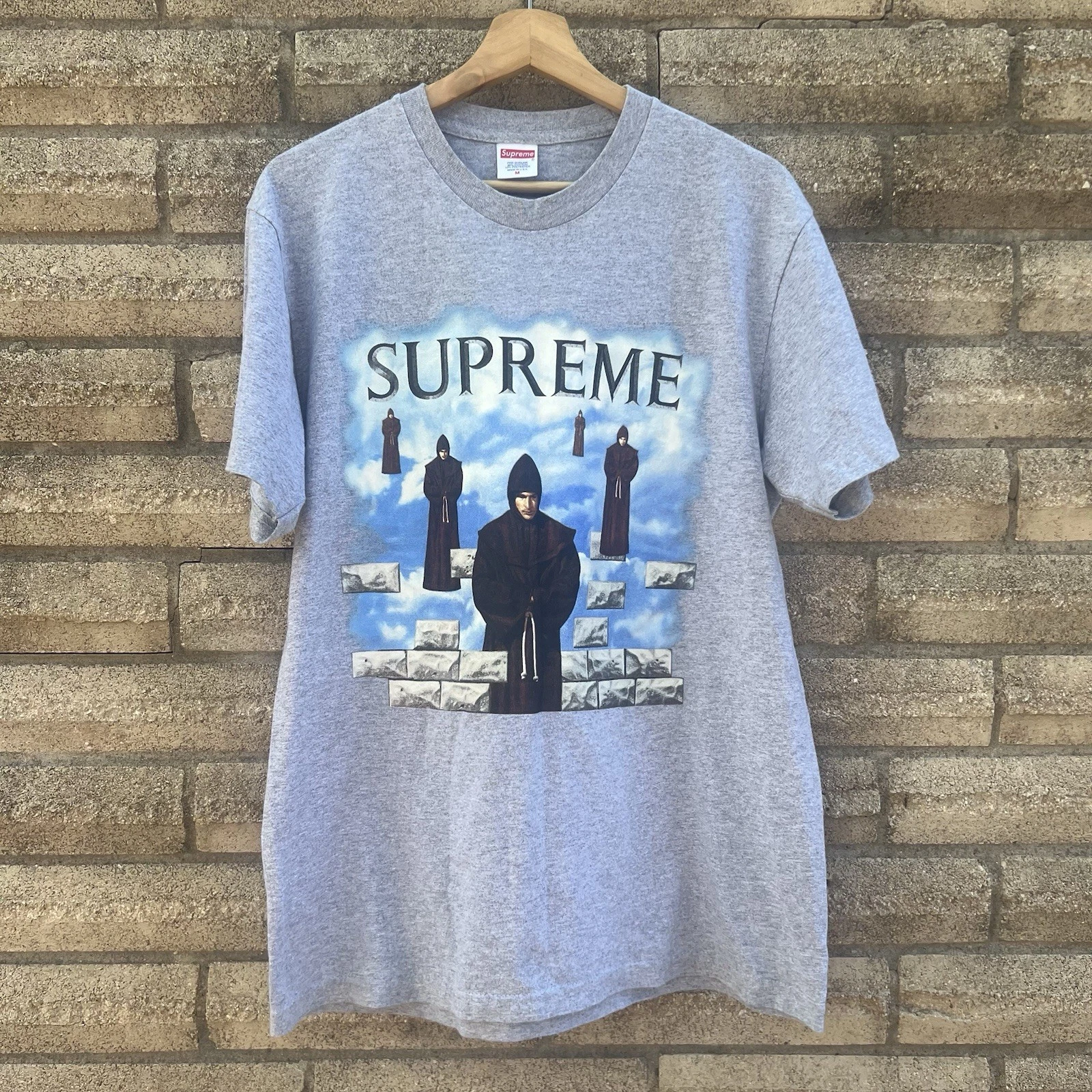 SUPREME New York T Shirt Gris Lévitation FW19 Tee Graphique Streetwear Taille Medium