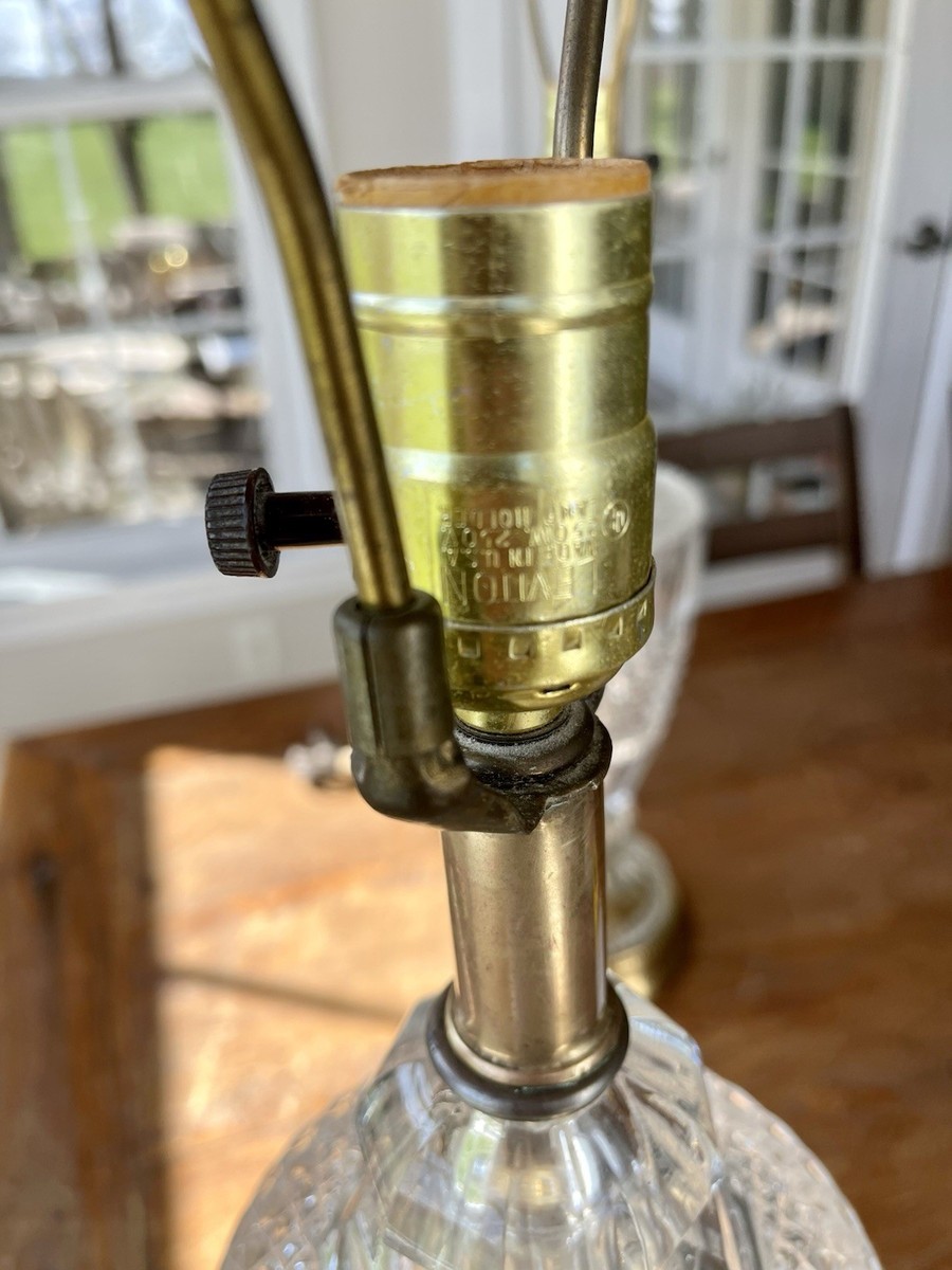 Mid Century Leviton Cut Glass Pair Of Table Lamps Brass Base | eBay