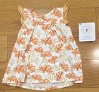 Burt's Bees Baby White Orange Floral A-Line Dress 6-9M Sleeveless Ruffle Button — photo 1