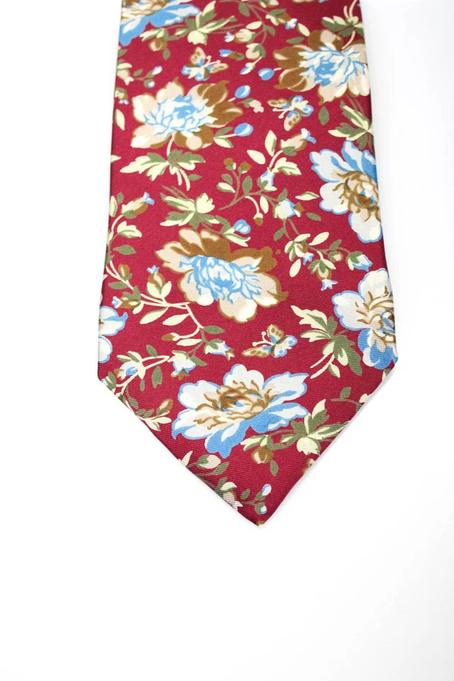 Corbata ancha roja con estampado floral de seda Christian Dior para hombre Foto 2 de 4