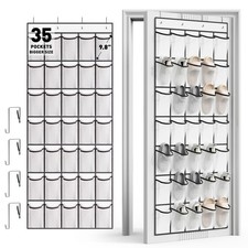 WVM Over the Door Shoe Organizer with 35 Breathable Mesh Pockets, Hanging Sho...