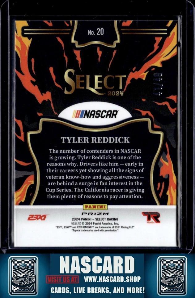 2024 Panini Select #20 Tyler Reddick En Fuego Blue Prizms - Image 2 of 2