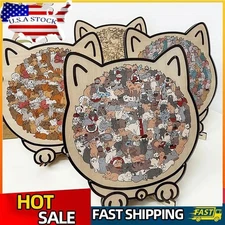 135-Piece Morandi-Colored Cat Shaped Wooden Jigsaw Puzzle Unique Challenging