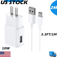 USB-A Charger Block 10W Power USB Wall Charger Adapter , USB A to C Cable, White