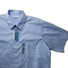 NWT Van Heusen Men's 17.5" TALL FIT S/S Dress Shirt Poplin Wrinkle-Free BLUE New